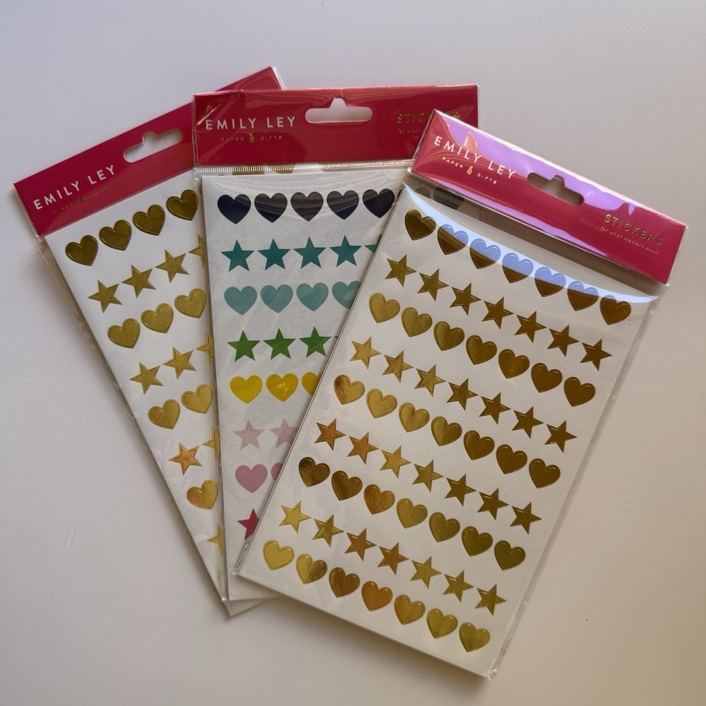Emily Ley At A Glance Stickers Lot of 3 Packs Simplified Planner Heart Star New